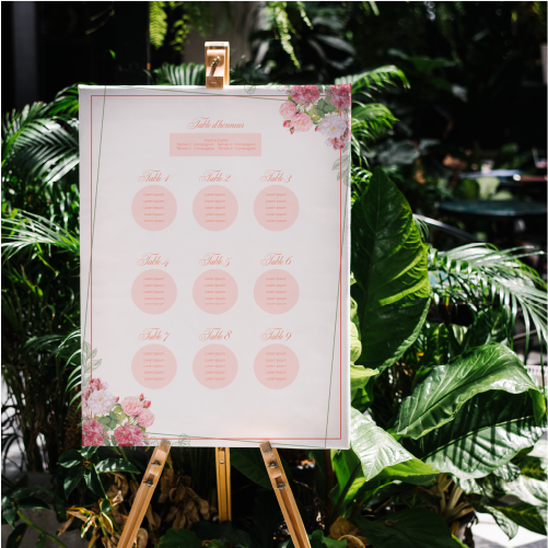 Plan de table Identité visuelle de mariage personnalisé